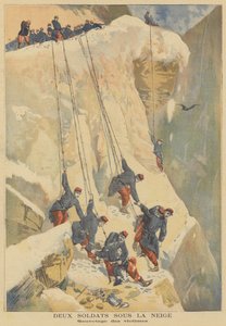 Redning av to franske soldater gravlagt av et snøskred i Alpene av French School